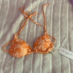 Tropical orange triangle bikini top C cup fit